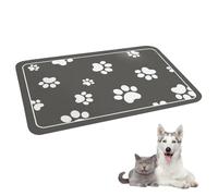 Non-Slip Dog Bowl Mat 30x50cm - Diatomaceous Earth Absorbent Pet Feeding Station - Durable Waterproof Food and Water Bowl Mat - Easy Clean - Gray