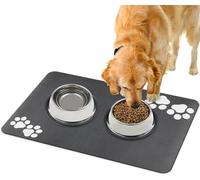 Non-Slip Dog Bowl Mat - Absorbent Pet Placemat for Food & Water Bowls - Easy to Clean - 60x40 cm - Grey