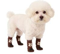 Non-Slip Dog Socks Pack of 4 Soft Paw Clothing with Adjustable