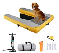 Non-Slip Dog Water Ramp for Safe Entry and Exit, Portable Inflatable Float Platform for Boats and Pools with Pump and Repair Kit