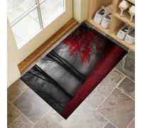 Non-Slip Door Mat Indoor, Psychedelic Forest Machine Washable Entrance Rug, Red Fallen Leaves Plants Soft Inside Floor Mat for Entryway, 50x80 cm Front Back Door Mat for Kitchen Bedroom Red