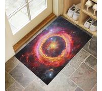 Non Slip Door Matts Indoor with Rubber Backed Center Of The Universe Dirt Trapper Mats Round Nebula Front Doormat Washable Floor Mat for Entrance, Kitchen and Garden, 80 x 120 cm, Red