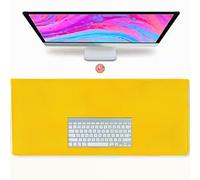 Non-Slip Extended Large Leather Desk Mat 80cm by 40cm- Ultra Thin Waterproof Desk Gadgets and Desk Accessories Works as Table Protector, Large Mouse Mat, Mouse Pad (Yellow + Deep Red)