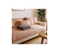Non-Slip Faux Plush Sofa Cover Living and Home Camel Large