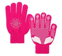 Non Slip Figure Skating Gloves for Women, Moisture Management Knitting Material with Rubber Grip, Stylish Cute Ice Skating Accessories for Winter Sports Practice