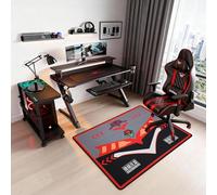 Non-Slip Floor Chair Mat for Neon Genesis Evangelion EVA-02 with Orange & Red Armor Inspired Design 35"×47"