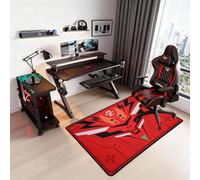 Non-Slip Floor Chair Mat for Neon Genesis Evangelion EVA-02 with Orange & Red Armor Inspired Design Gaming Chair Mat 35"×55"