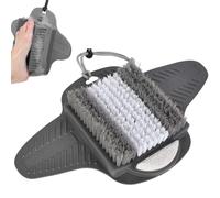 Foot Scrubber Mat with Pumice Stone, Shower Foot Scrubber Non-Slip, Silicone Foot Massager and Exfoliator for Shower - No-Bending Foot Cleaner with Suction Cups,Shower Foot Rest(Grey)