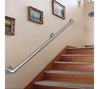 Non-Slip Galvanized Metal Stair - Silver Wall-Mounted Safe Railing for Indoor/Outdoor Use - Elderly Support Rod with Clete Installat Kit - & Slish Garden/Home Solut
