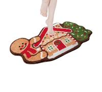Non-Slip Gingerbread Rug for Entrance Door - Plush Gingerbread Rug for Entryway, Gingerbread Welcome Mat, Gingerbread House Doormat, Plush Christmas Rug for the