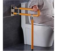 Non-Slip Grab Bars for Bathroom Safety - 90° Folding Grab Rail with Leg Support for Elderly, Handicap, Toilet & Corridor Use (Natural, 60cm)
