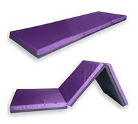 Non Slip Gymnastics Bi Fold Exercise Soft Play Floor Mat For Yoga Aerobics Landing Crashing Training Safe Space for kids (Purple, 210cm x 70cm x 5cm)
