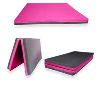 Non Slip Gymnastics Bi Fold Exercise Soft Play Floor Mat For Yoga Aerobics Landing Crashing Training Safe Space for kids (Pink, 120cm x 120cm x 6cm)