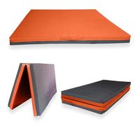 Non Slip Gymnastics Bi Fold Exercise Soft Play Floor Mat For Yoga Aerobics Landing Crashing Training Safe Space for kids (Orange, 100cm x 100cm x 6cm)