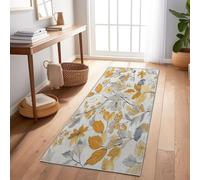Non-Slip Hallway Runner Rugs Beige 60 x 120 cm, Scandinavian Pastoral Floral Plant Leaf Kitchen Carpet Runner, Washable Long Hall Rug Floor Mat for Entryway Bedroom Laundry Living Room