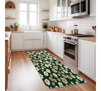 Non-Slip Hallway Runner Rugs Green 60 x 120 cm, Minimalist Bohemian Rustic Small Floral Prints Kitchen Carpet Runner, Washable Long Hall Rug Floor Mat for Entryway Bedroom Laundry Living Room