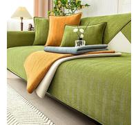 Non-Slip Herringbone Chenille Sofa Cover Green Fur Protector for 1/2/3 Seater Couch 70x150cm - Stylish Home Décor Soft & Durable Furniture Shield