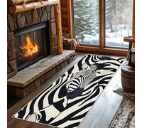 Non Slip Horse Runner Rug for Hallway Washable, 90 x 300 cm Black White Pattern Carpet Runner Extra Long for Living Room, Hall, Kitchen, Bedroom, Indoor Door Mat, Ultra Thin