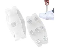 Non Slip Ice Soles - Translucent 7 Teeth Traction Crampons - Studs Snow Boot Grips - for Cold Weather Outdoor Walking Hiking Climbing Running P