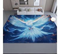 Non-Slip Indoor Area Rug Blue - Washable Fantasy Think Starlight Phoenix Pattern Multifunctional Flannel Carpet for Bedroom Home Office Kitchen Playroom Decor, 160 x 230 cm