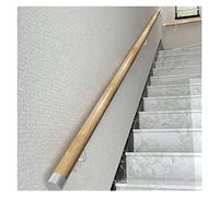 Non-Slip Indoor Stair il with Silver Brackets, Round Wooden Banister for Hallways & Corridors, Safe Support Rail for Elderly & Kids, 1.4m (4.5ft) Natural Finish
