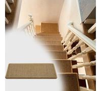 Non Slip Indoor Stair Mats 20 PCS Brown Sisal Treads for Tile Steps Right Angle Folded Edges Safe for Pets Elderly & Children 24x70 CM