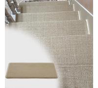 Non Slip Indoor Stair Mats Right Angle Folded Edge Sound Absorbing Treads for Tile Steps Sisal Rugs for Pets Elderly & Kids Grey 15 PCS 24x70 CM