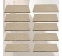 Non Slip Khaki Stair Carpet Treads 16 PCS Self Adhesive Runner Rugs with Rounded Corners for Wooden Steps 24x80 CM Perfect for Home Safety and Style