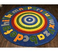 Non Slip Kids Alphabet Rainbow Mat/Rug 200cm x 200cm Circle Hours of Fun Ideal for Nursery Or School Environment