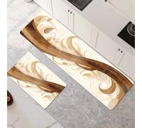 Non-Slip Kitchen Mats and Rugs 2-Piece Set - Water Absorbent Washable Floor Mats 100x160cm+100x300cm Curved Art Runner Rug for Hallway Entryway Laundry Room Home Decor 6-793