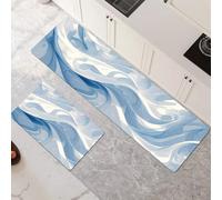 Non-Slip Kitchen Mats and Rugs 2-Piece Set - Water Absorbent Washable Floor Mats 100x160cm+100x300cm Curved Art Runner Rug for Hallway Entryway Laundry Room Home Decor 6-857