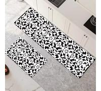 Non-Slip Kitchen Mats and Rugs 2-Piece Set - Water Absorbent Washable Floor Mats 30x50cm+30x90cm Classical Art Runner Rug for Hallway Entryway Laundry Room Home Decor 6-573