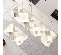 Non-Slip Kitchen Mats and Rugs 2-Piece Set - Water Absorbent Washable Floor Mats 30x50cm+30x90cm Classic Art Runner Rug for Hallway Entryway Laundry Room Home Decor 6-489