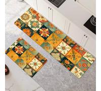 Non-Slip Kitchen Mats and Rugs 2-Piece Set - Water Absorbent Washable Floor Mats 40x60cm+40x120cm Lattice Art Runner Rug for Hallway Entryway Laundry Room Home Decor 6-1097