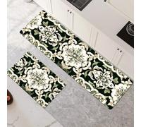 Non-Slip Kitchen Mats and Rugs 2-Piece Set - Water Absorbent Washable Floor Mats 70x100cm+70x210cm Classical Art Runner Rug for Hallway Entryway Laundry Room Home Decor 6-485