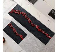 Non-Slip Kitchen Rug Set 2-Piece - Super Absorbent Quick Drying Kitchen Mats 40x60cm+40x120cm Anthracite Hallway Runner for Home Office Decor Art 6-486