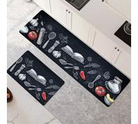 Non-Slip Kitchen Rug Set 2-Piece - Super Absorbent Quick Drying Kitchen Mats 40x60cm+40x120cm Blackboard Hallway Runner for Home Office Decor Art 6-566