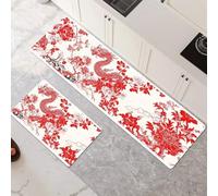 Non-Slip Kitchen Rug Set 2-Piece - Super Absorbent Quick Drying Kitchen Mats 40x60cm+40x120cm Dragon Hallway Runner for Home Office Decor Art 6-1042
