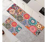 Non-Slip Kitchen Rug Set 2-Piece - Super Absorbent Quick Drying Kitchen Mats 50x80cm+50x150cm Colorful Hallway Runner for Home Office Decor Art 6-470