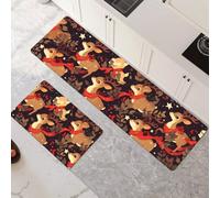 Non-Slip Kitchen Rug Set 2-Piece - Super Absorbent Quick Drying Kitchen Mats 80x120cm+80x240cm Classical Hallway Runner for Home Office Decor Art 6-494