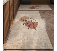 Non-Slip Kitchen Rug, Washable Floor Mat, Modern Farm house Decor, Low-Profile Runner for Kitchen & Entryway(Beige grass,50x150cm)