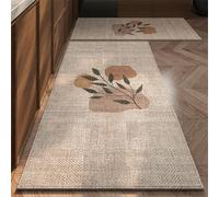 Non-Slip Kitchen Rug, Washable Floor Mat, Modern Farm house Decor, Low-Profile Runner for Kitchen & Entryway(Beige leaves,40x60cm)
