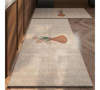 Non-Slip Kitchen Rug, Washable Floor Mat, Modern Farm house Decor, Low-Profile Runner for Kitchen & Entryway(Beige flowers,50x120cm)