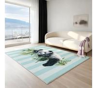 Non-Slip Large Area Rug - Non-Shedding Low Pile Rug for Living Room, Stylish Anti-Slip Carpet Runner for Hallway Entryway, Photography panda lazy, Black and white, 180 X 270cm