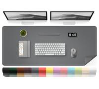Non-Slip Large Desk Pad - Dual Sided Leather Desk Mat with Suede, Waterproof Desk Pad Table Protector, Computer Desk Mat Large, Mouse Pad Desktop Mat for Writing Painting (Dark Gray, 120x43cm)