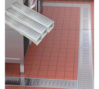 Non-Slip Large Kitchen Water Drainage Trench Set, 12 10 8 6 4 Inch Deep Reinforced Resin Under Deck Drain System for Pool/Shower Sewer (9pcs)