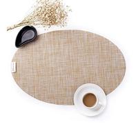 Non Slip Large PlaceMats,Round Oval Placemats Set of 6 Non Slip Table Mats Heat Resistant Place Mats Woven Vinyl Placemats for Dining Table (Orange)