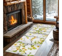 Non Slip Leaf Rustic Runner Rug for Hallway Washable, 60 x 240 cm Leaves Vine Green Carpet Runner Extra Long for Living Room, Hall, Kitchen, Bedroom, Indoor Door Mat, Ultra Thin