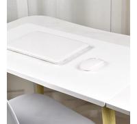 Non-Slip Leather Desk Mat with Edge Protector, Waterproof Large Office Desk Pad Extended Keyboard Mouse Pad for Laptop, Smooth Writing Mat for Work/Study (White,70x40cm)