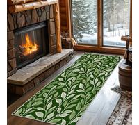 Non Slip Leaves Runner Rug for Hallway Washable, 60 x 150 cm Green Vine Leaf Carpet Runner Extra Long for Living Room, Hall, Kitchen, Bedroom, Indoor Door Mat, Ultra Thin